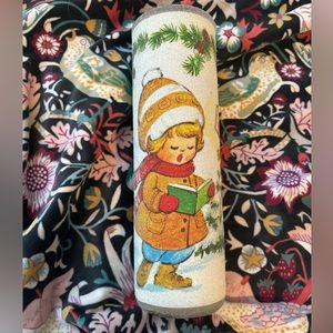 70’s vintage textured glass Christmas candle